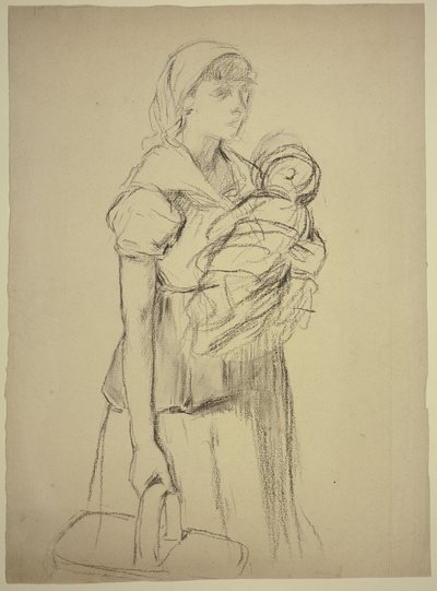 Farmwoman with Child by Otto Scholderer