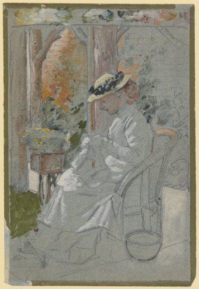 Luise Scholderer on the Veranda by Otto Scholderer