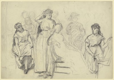Sitting and Standing from the "Preparation for the Costume Ball" by Otto Scholderer