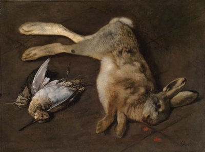 Still Life with Snipes and a Hare by Otto Scholderer