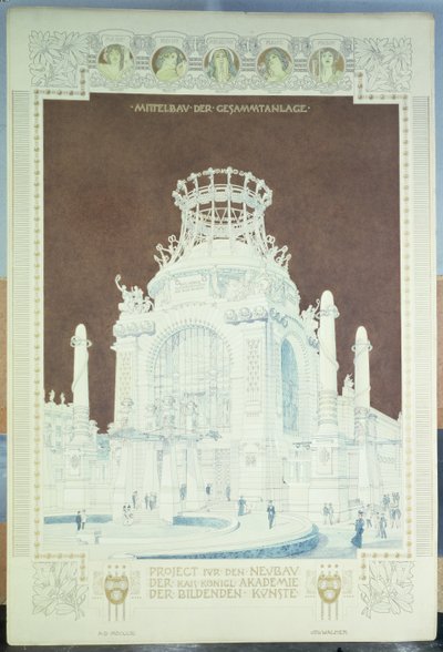 Academy of Fine Arts, Vienna, Design for the Hall of Honour by Otto Wagner