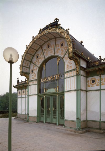 Art Nouveau: View of the Pavilion of the Karlsplatz Metro Station (now cafe) Made by Architect Otto Wagner (1841-1918) (Viennese Secession) 1894-1899 Vienna, Austria by Otto Wagner