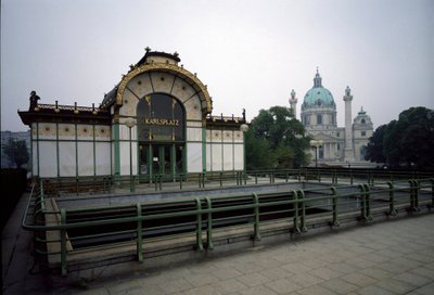 Art Nouveau: view of the pavilion of the Karlsplatz metro station by Otto Wagner