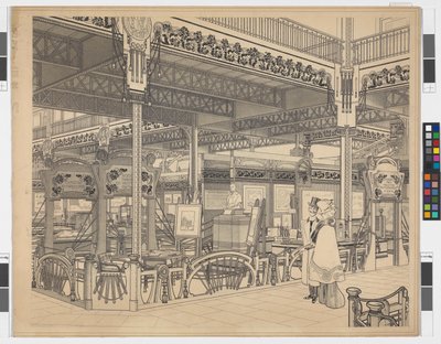 World Exhibition in Paris, Group VI: Engineering and Railways at Champ de Mars, Perspective by Otto Wagner