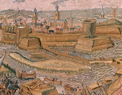 Series Triumphs and battles of Archduke Albert. Assault and capture of the entrenched battlefield of Hulst. Sixth tapestry in the series. by Otto van Veen