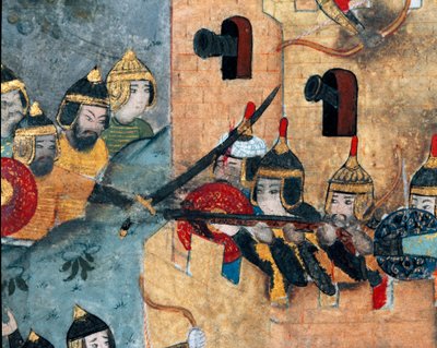 Battle Scene Between the Ottoman Army of Murad III and the Defenders of a Stronghold (detail) by Ottoman School