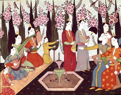 Festivities in a Miniature Harem by Ottoman School