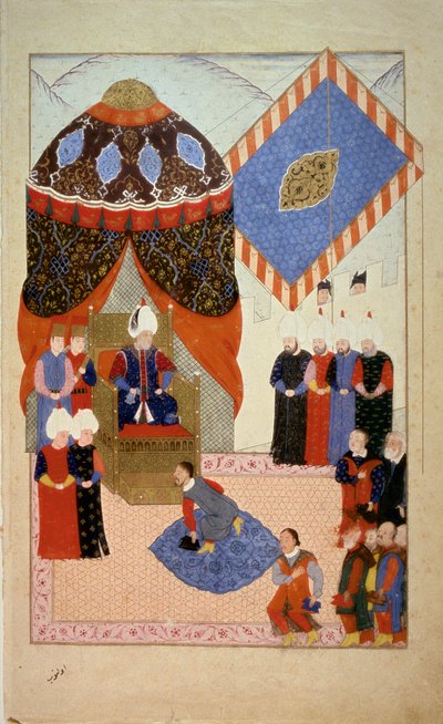 Ottoman Empire: Sultan Soliman (Suleyman) I the Magnificent (1520-1566) surrounds courtesans. Miniature taken from 