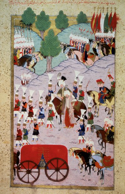 Representation of Sultan Soliman I and his army by Ottoman School