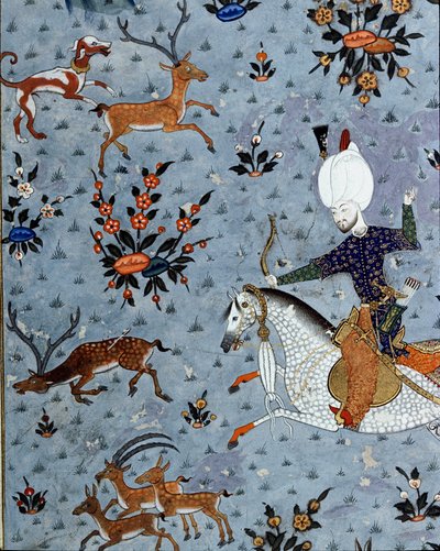 Representation of the courtiers of Sultan Murad II hunting deer (detail) by Ottoman School