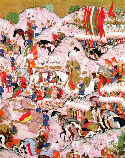 Suleyman the Magnificent at the Battle of Mohacs in 1526, from the 