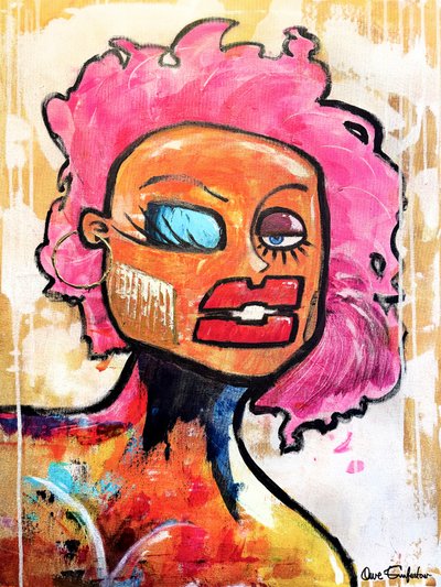 Abstract Pink Hair Portrait by Owe Emfestav