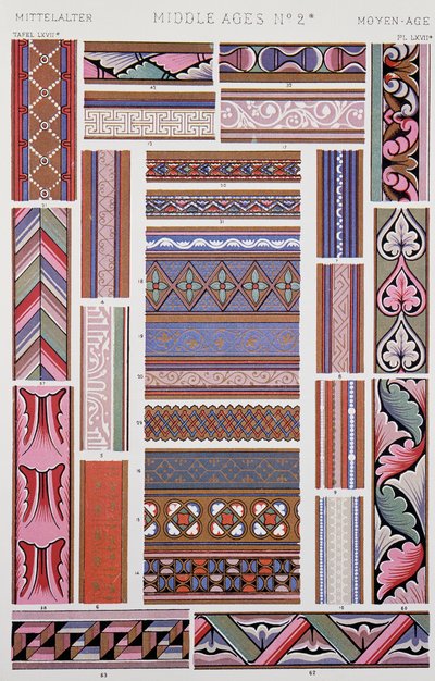 Medieval style decoration, Plate LXVII from Grammar of Ornament, by Owen Jones, London by Owen Jones