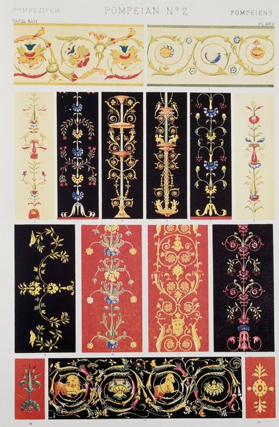 Pompeian style decoration, Plate XXV from Grammar of Ornament, by Owen Jones, London by Owen Jones