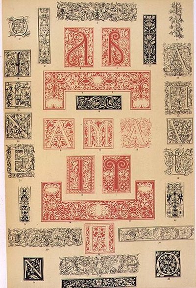 Specimens of Typographic Embellishments from 16th century Italy and France, published by Aldine, Giunta and Stephan, chapter XIX, plate XC, from 