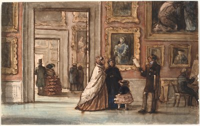 Interior with Visitors in Palazzo Pitti in Florence by P.C. Skovgaard