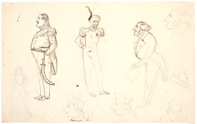 Caricature of Frederik VII and Others, Including Grundtvig, Probably Orla Lehmann and Others by P.C. Skovgaard