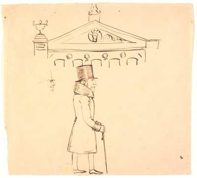 Caricature of a Fur-Clad Gentleman Outside Casino by P.C. Skovgaard