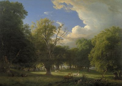 Summer Afternoon with a Passing Shower. The Deer Park in Jægersborg North of Copenhagen by P.C. Skovgaard