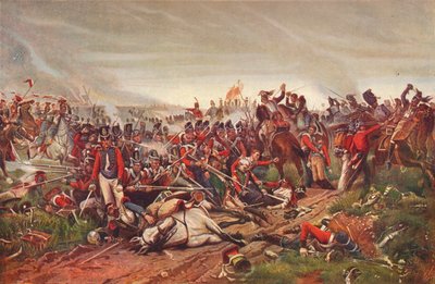 French cuirassiers charging a British infantry square at the Battle of Waterloo by P Jazet