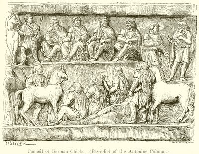 Council of German Chiefs. (Bas-Relief of the Antonine Column) by P. Sellier