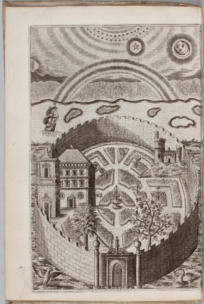 Illustration from "Partheneia Sacra: Or The Mysterious and Delicious Garden of the Sacred Parthenes Symbolically Set Forth and Enriched with Pious Devices and Emblems for the Entertainment of Devout Souls", by Henry Hawkins, 1633 by P. van Langeren