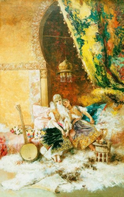 Palace Scene with Harem Ladies by Pablo Salinas