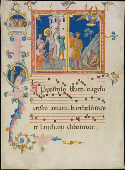 Manuscript Leaf with the Martyrdom of Saint Bartholomew, from a Laudario, ca. 1340 by Pacino di Bonaguida