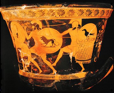 Running Warriors with Shields and Spears by Painter Eucharides