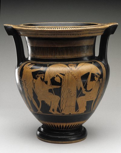 Red Figure Column Krater with scene of Zeus and Hera, 480-460 BC by Painter Syriskos