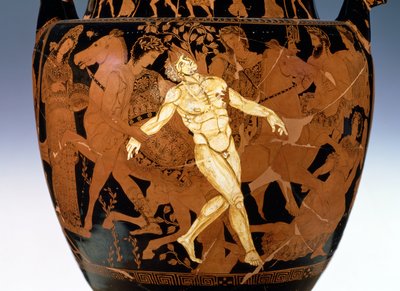 Attic red-figure volute krater depicting the death of the bronze giant, Talos (detail) by Painter Talos