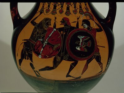 Attic black-figure amphora decorated with a scene of Heracles dressed in a lion skin fighting Cycnus, c.540 BC by Painter of Berlin