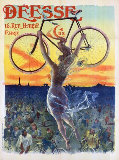 Vintage French Poster of a Goddess with a Bicycle, c.1898 by Pal