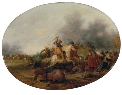 A cavalry skirmish with a fallen horse by Palamedes Palamedesz
