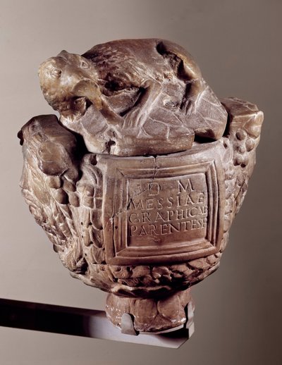 Cinerary Urn Messiae Graphicae. From Avranches. Saint Germain en Laye, Museum of National Archaeology by Paleo Christian