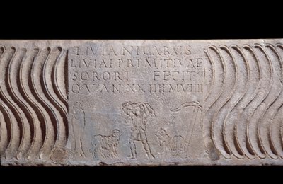 Fragmentary Sarcophagus Tank: Good Shepherd and Epitaph of Livia Primitiva by Paleo Christian