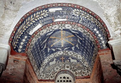 Paleochristian Art: The Monogram of Christ Surrounded by Symbols of the Holy Trinity by Paleo Christian