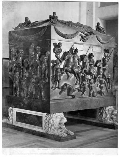 Sarcophagus of St. Helena Depicting Roman Cavaliers and Barbarian Prisoners by Paleo Christian