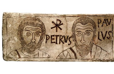 Sarcophagus Depicting Apostles Peter and Paul, Early Christian Civilization by Paleo Christian Paleo Christian