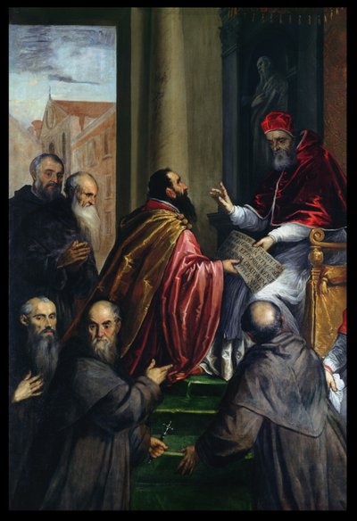 Pope Paul IV Handing over a Statute by Palma Il Giovane