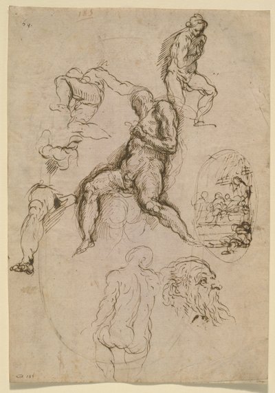 Sheet of Studies for Painting in the Salone del Maggior Consiglio, Ducal Palace, Venice by Palma Il Giovane