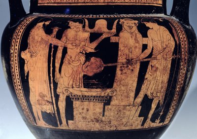 Attic red-figure krater, (detail), decorated with a scene of Vulcan