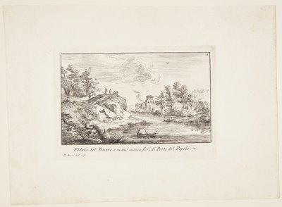 View of the Tiber to the Left of Porta del Popolo by Paolo Anesi
