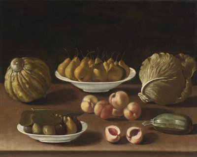Still Life with Pears, Peaches, Figs, a Melon, Cabbage and Marrow by Paolo Antonio Barbieri