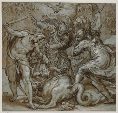 Hercules, Mercury and Minerva Slaying the Hydra by Paolo Farinati