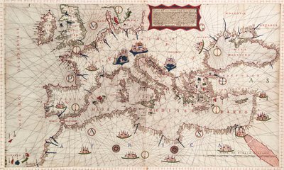 Chart of Mediterranean, Black and Caspian Seas by Paolo Forlani