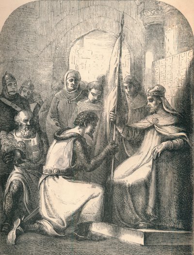 Hugh de Vermandois receiving a consecrated Banner from Pope Urban by Paolo Priolo