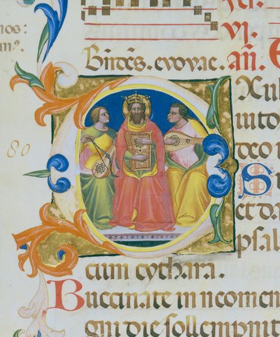 King David playing a psaltery, miniature by Paolo Soldini, (detail) by Paolo Soldini