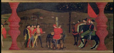Predella of the Profanation of the Host: The Jewish Pawnbroker and his Family Burned at the Stake for Roasting the Consecrated Host (detail) by Paolo Uccello
