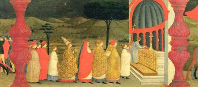 Predella of the Profanation of the Host: The Pope Returning the Consecrated Host to the Altar, c.1468 (detail) by Paolo Uccello